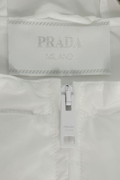 PRADA Recycled Nylon Triangle Logo Zip Blouson White Size XL
