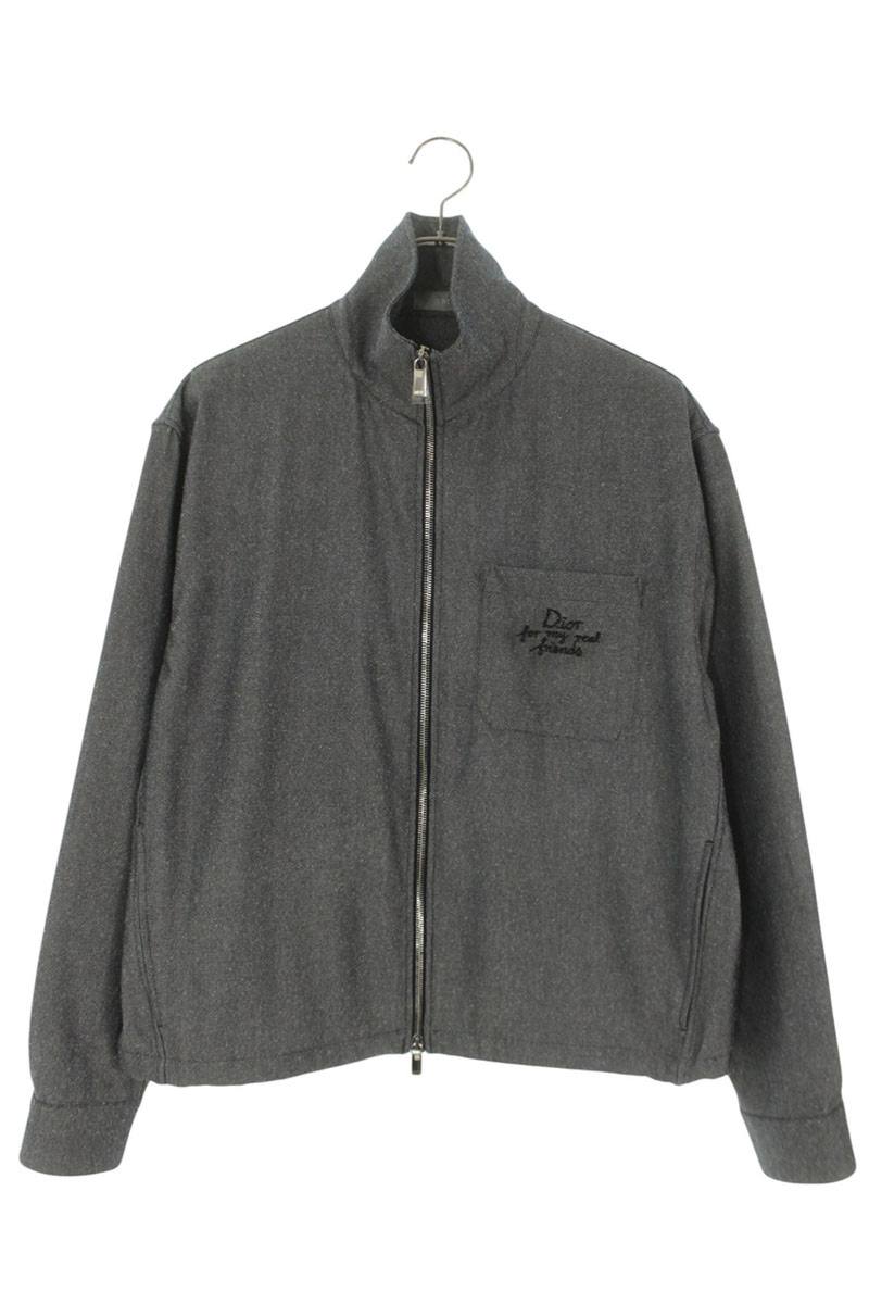 DIOR 25SS Logo Embroidered Wool Silk Blouson Gray Size M