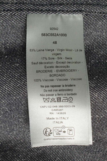 DIOR 25SS Logo Embroidered Wool Silk Blouson Gray Size M