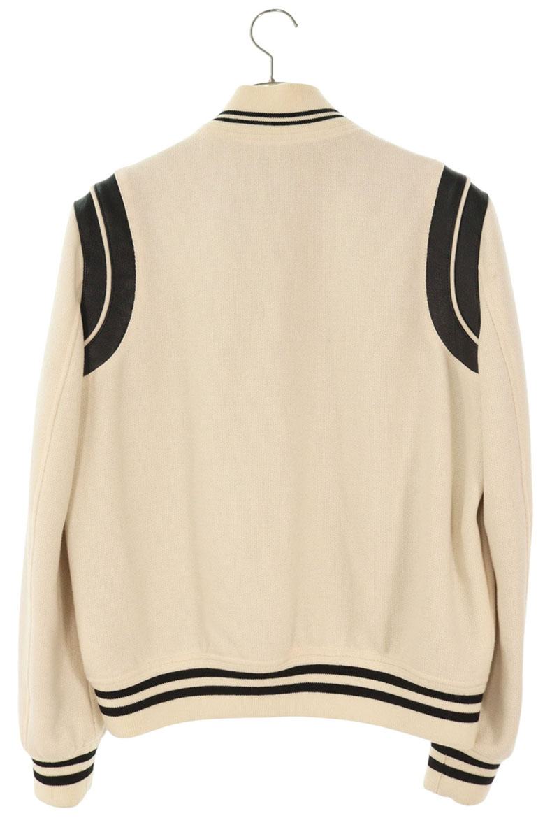 SAINT LAURENT PARIS Leather Trim Teddy Blouson White Size L