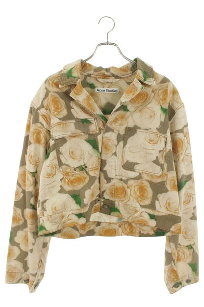 ACNE STUDIOS Floral Pattern Cotton Jacket Beige Size S
