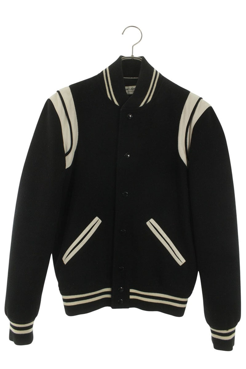 SAINT LAURENT PARIS Teddy Leather Trim Varsity JKT Size XS