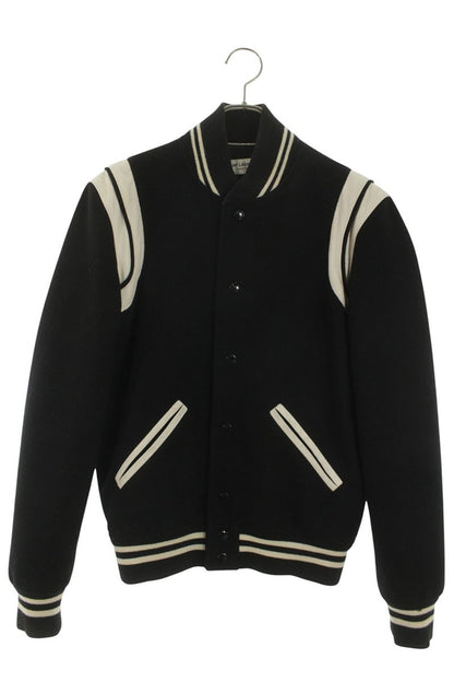 SAINT LAURENT PARIS Teddy Leather Trim Varsity JKT Size XS
