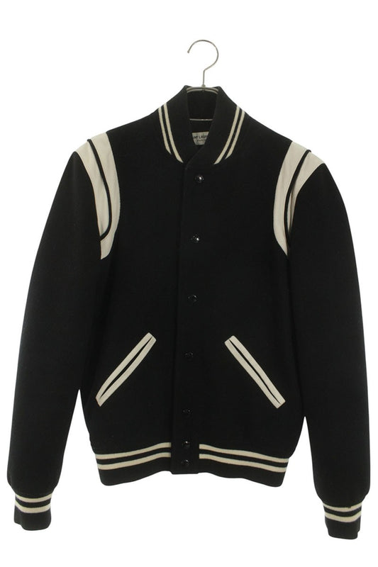 SAINT LAURENT PARIS Teddy Leather Trim Varsity JKT Size XS