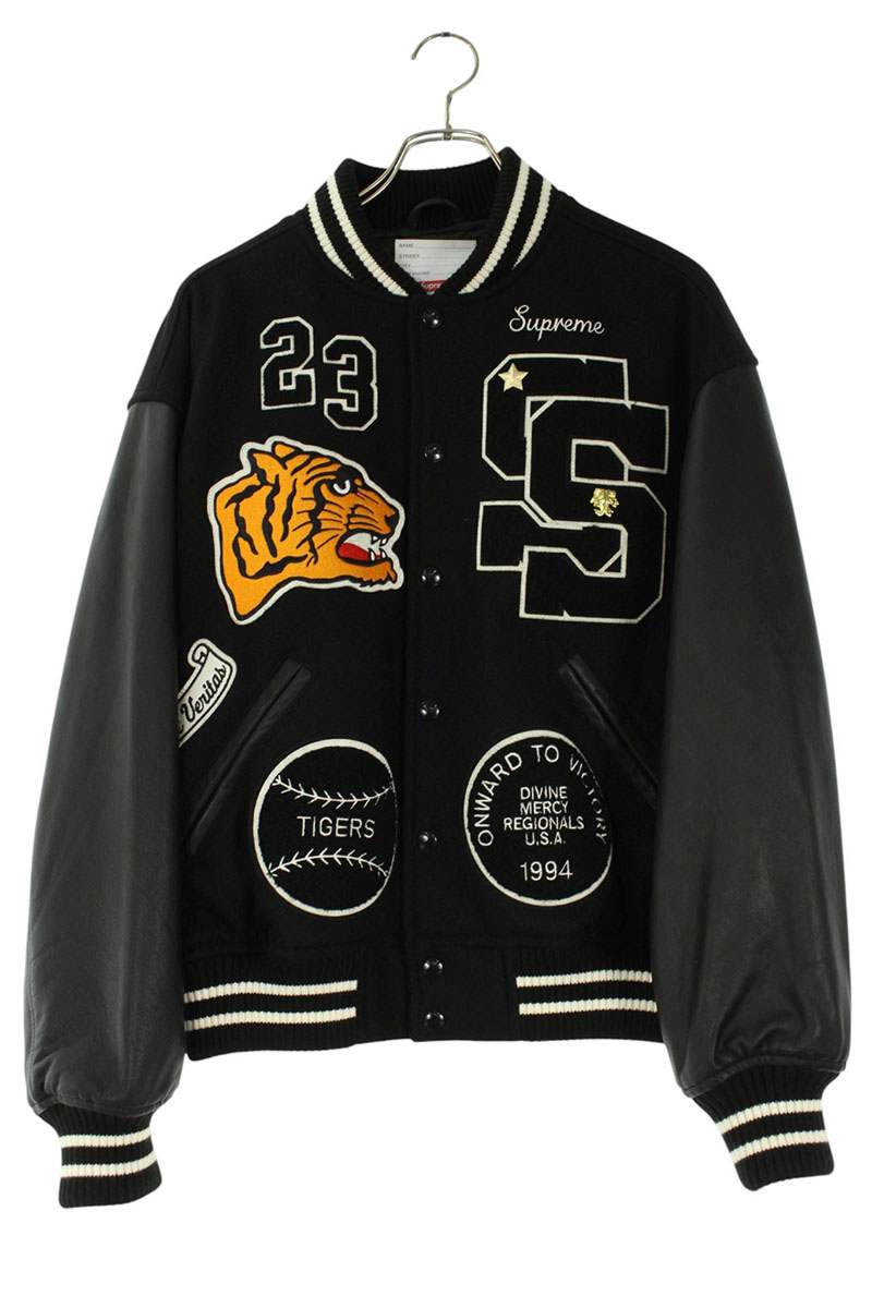 SUPREME 23AW Tiger Varsity Jacket Black Size S