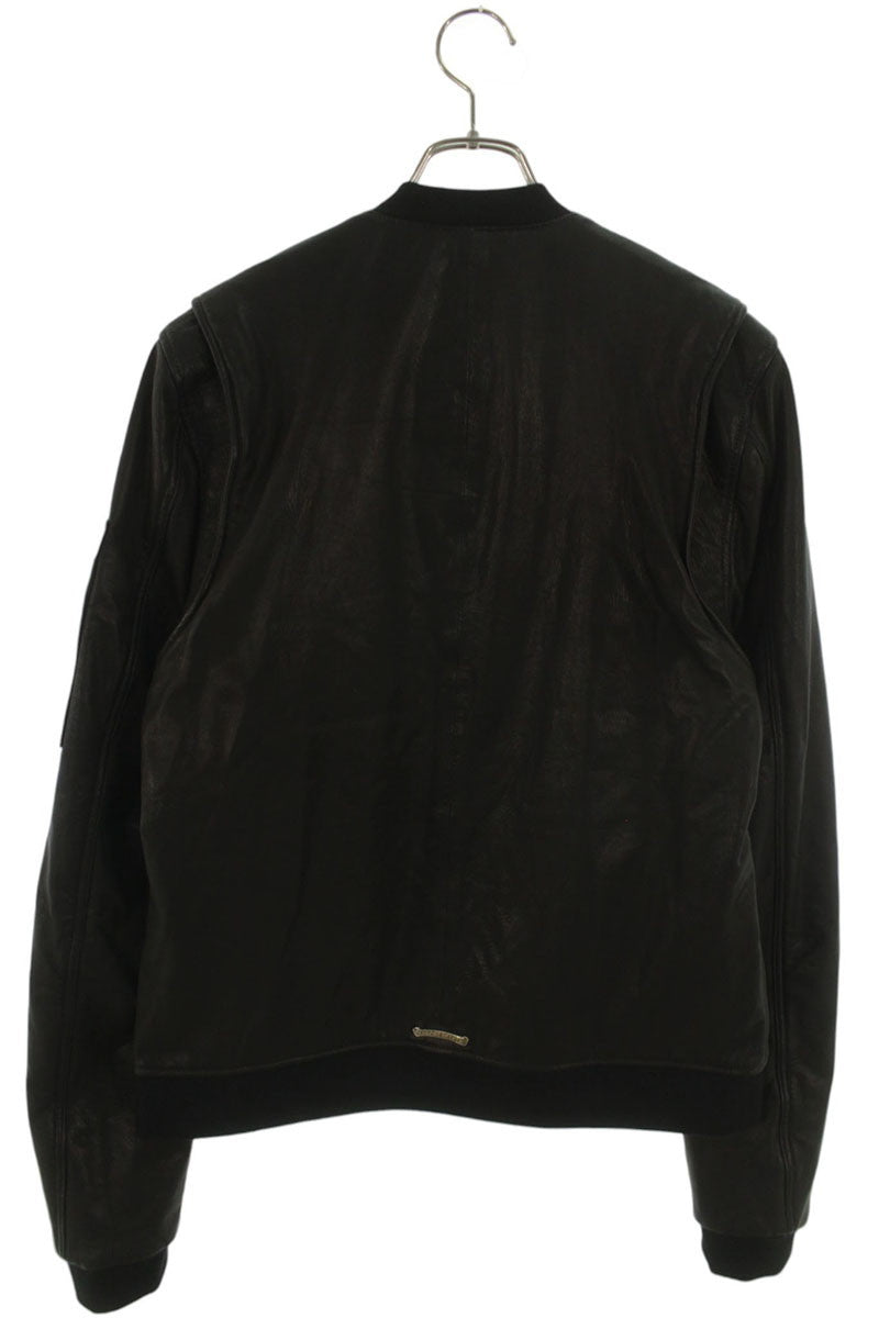 Chrome Hearts MA-1 Leather Bomber Jacket Black Size M