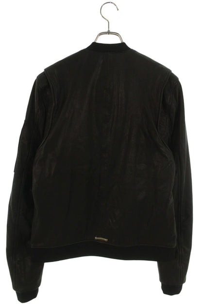 Chrome Hearts MA-1 Leather Bomber Jacket Black Size M