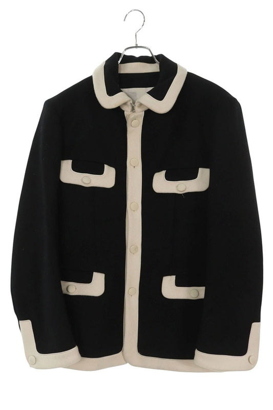 CASABLANCA Wool Jacket Blouson Black White Size L