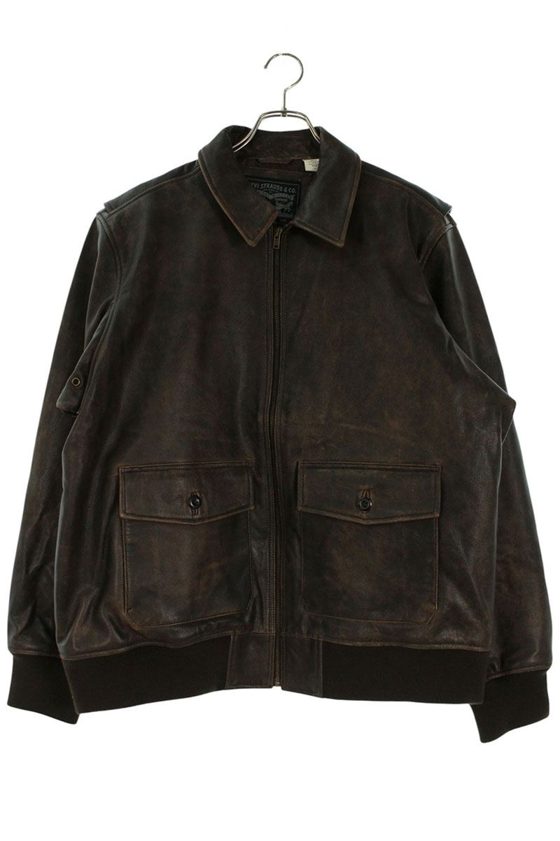 Levi's Clayton Aviator Goat Leather Jacket Brown Size L