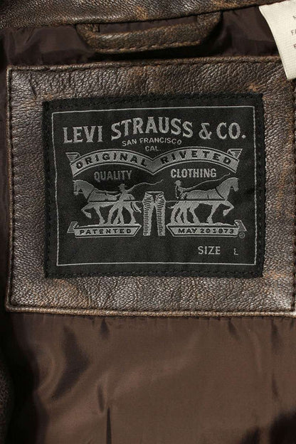 Levi's Clayton Aviator Goat Leather Jacket Brown Size L