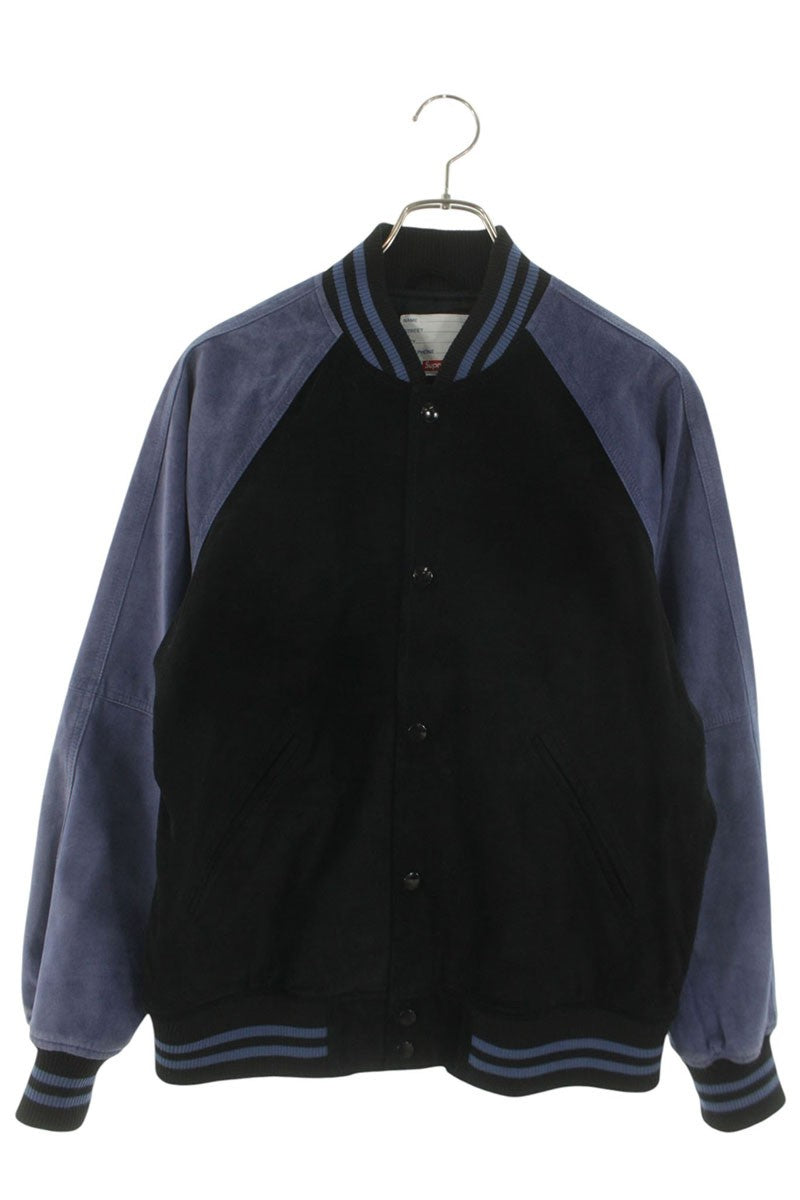 Supreme 17SS Suede Varsity Jacket Blouson Black Size S
