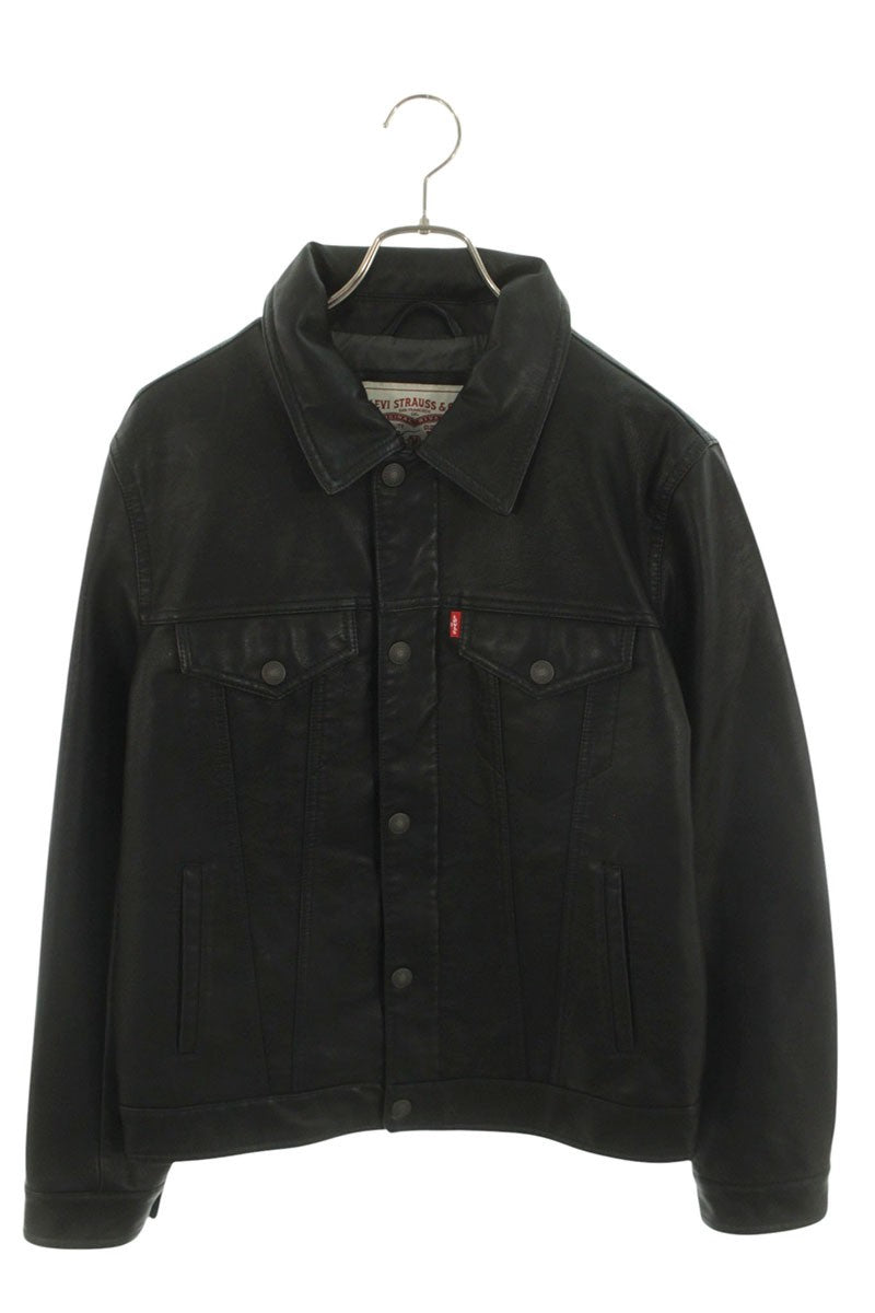 LEVI'S Faux Leather Track Jacket Black Size S