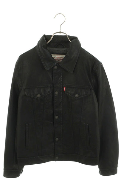 LEVI'S Faux Leather Track Jacket Black Size S