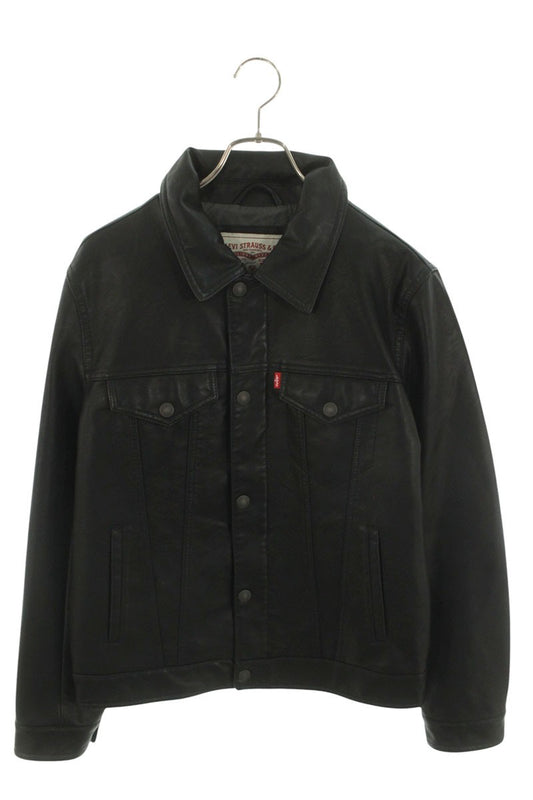 LEVI'S Faux Leather Track Jacket Black Size S