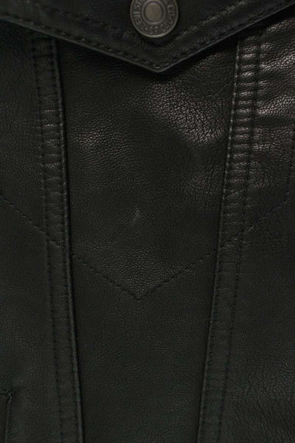 LEVI'S Faux Leather Track Jacket Black Size S