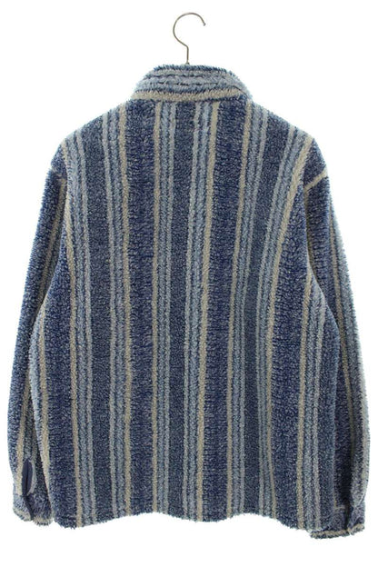 STUSSY Stripe Sherpa Shirt Blue Size S