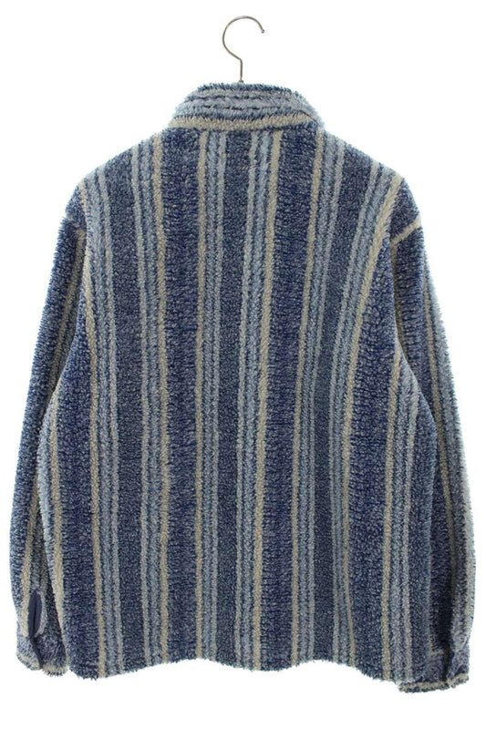 STUSSY Stripe Sherpa Shirt Blue Size S