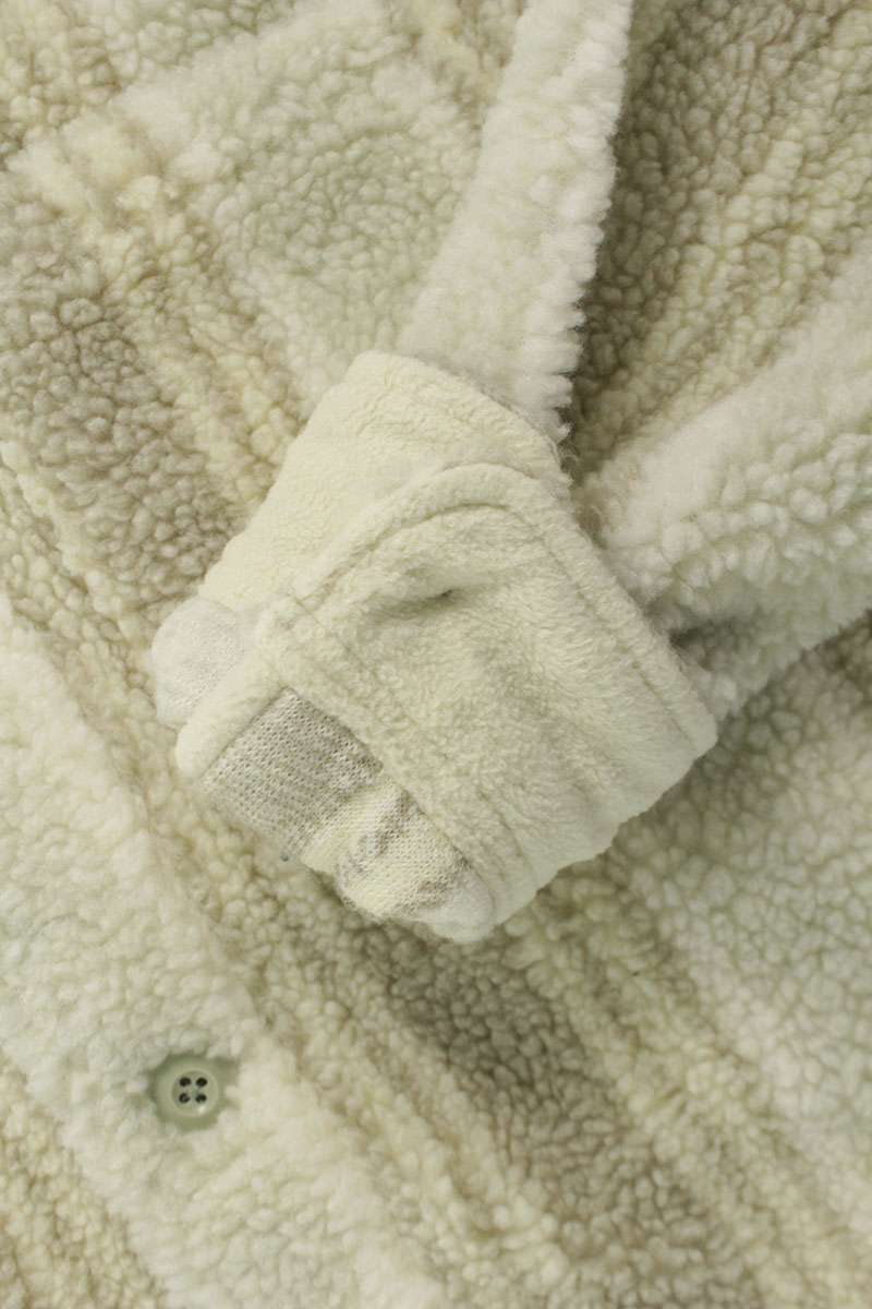 STUSSY Stripe Sherpa Shirt White Size S