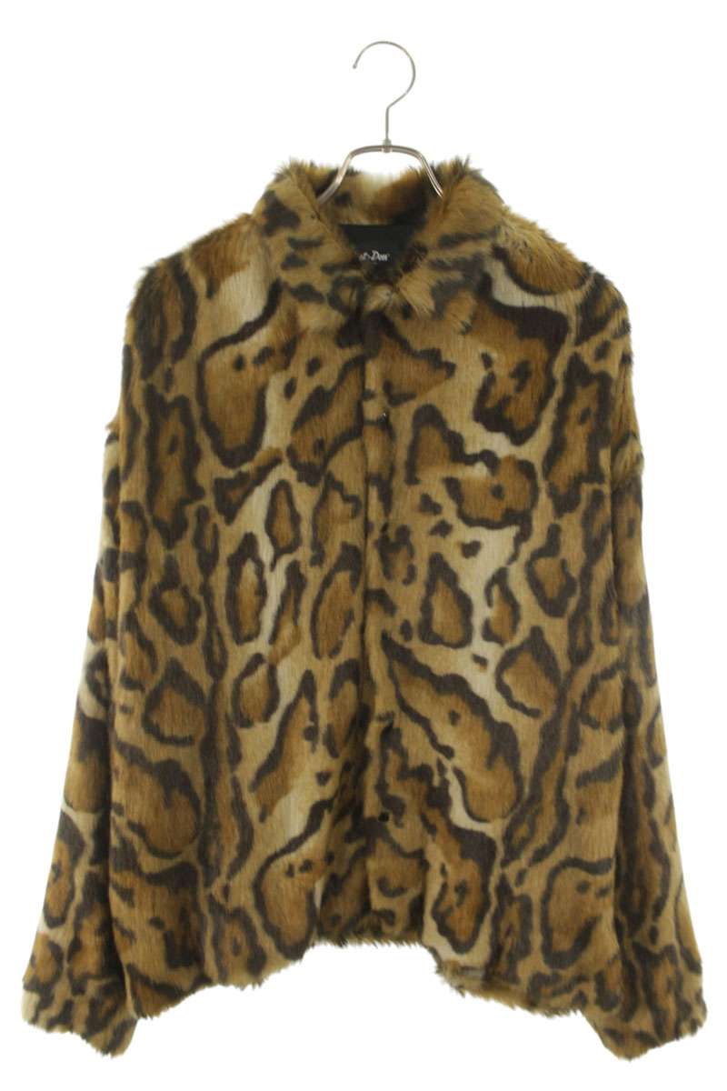 JUST DON Faux Fur Leopard Jacket Brown Size S