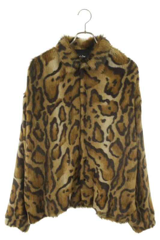 JUST DON Faux Fur Leopard Jacket Brown Size S