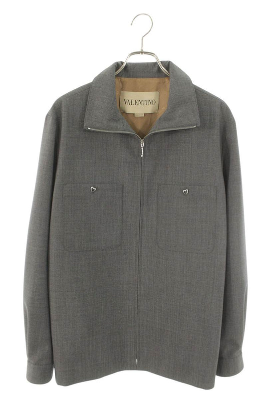 VALENTINO 26SS High-Neck Zip Jacket Gray Size S