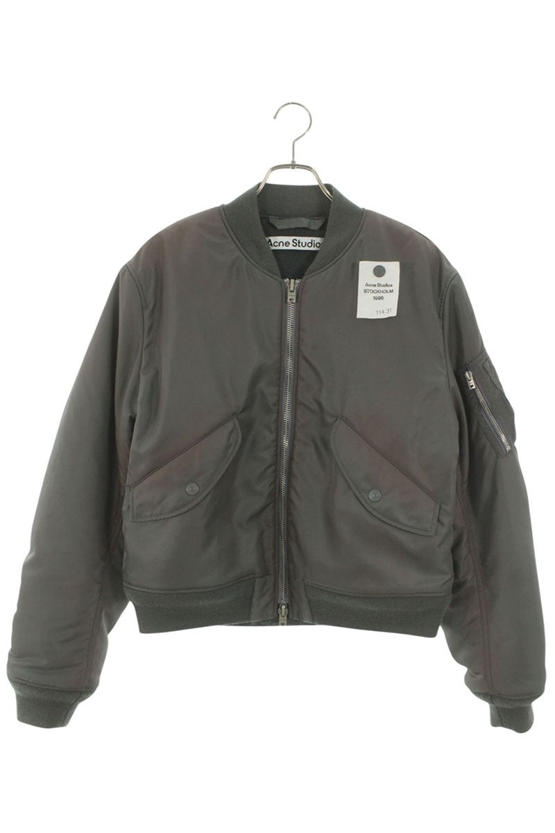 ACNE STUDIOS Washed Nylon Bomber Jacket Gray Size S