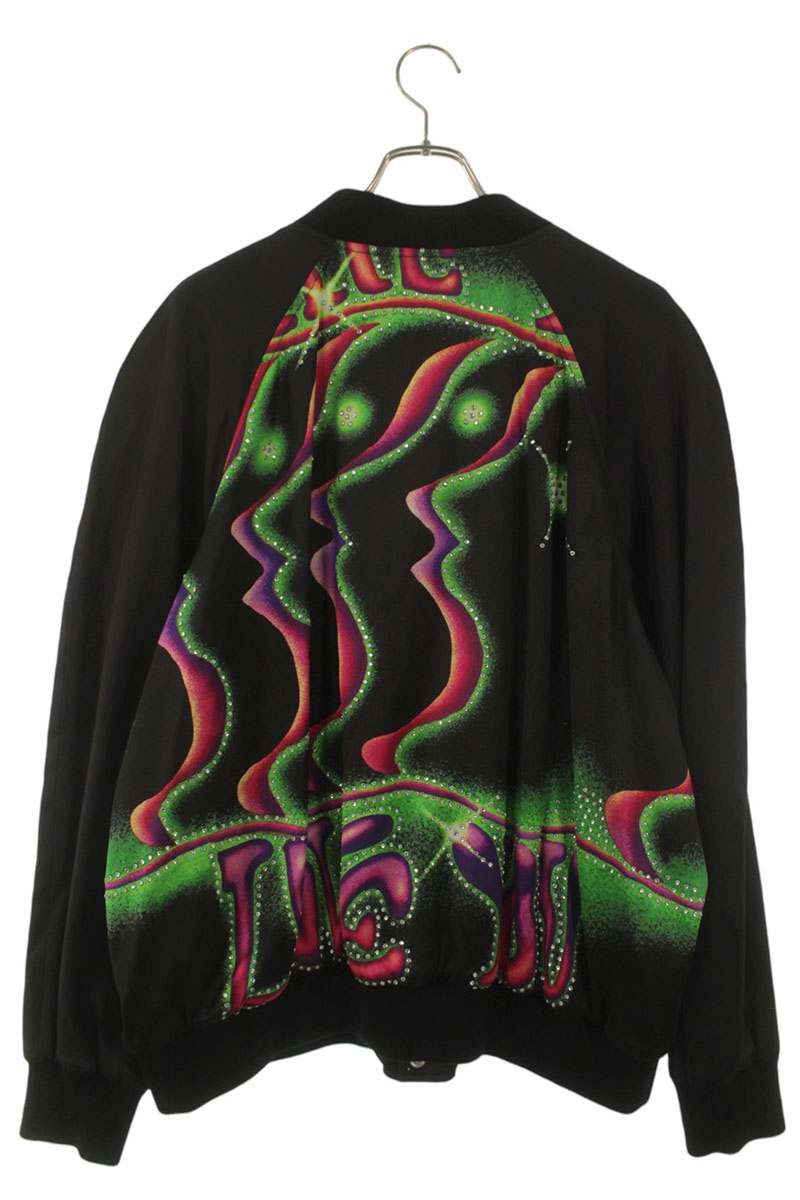CELINE Satin Artist Print Teddy Jacket Black Size XXL
