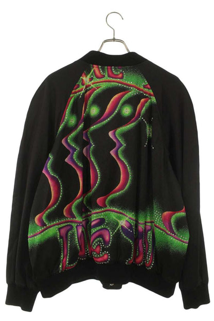 CELINE Satin Artist Print Teddy Jacket Black Size XXL