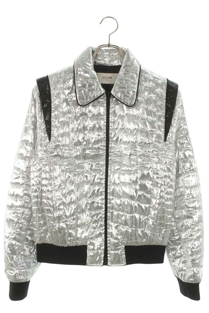 CELINE 19SS Croc Glitter Teddy Jacket Silver Size S