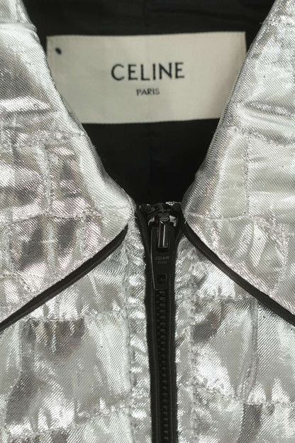 CELINE 19SS Croc Glitter Teddy Jacket Silver Size S