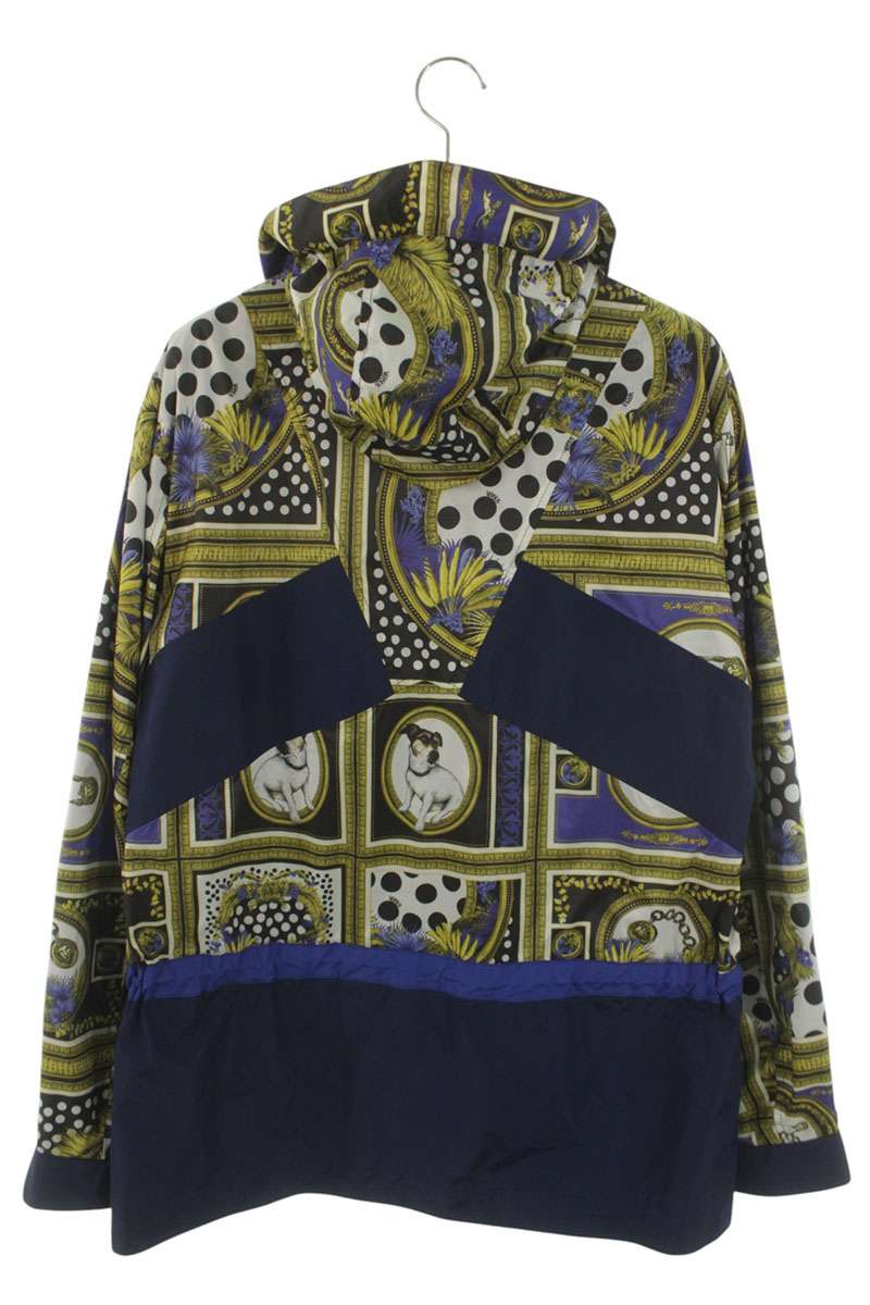 GIANNIVERSACE Logo All-Over Nylon Anorak Blue/Yellow Size M