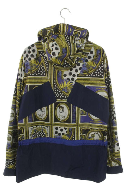GIANNIVERSACE Logo All-Over Nylon Anorak Blue/Yellow Size M