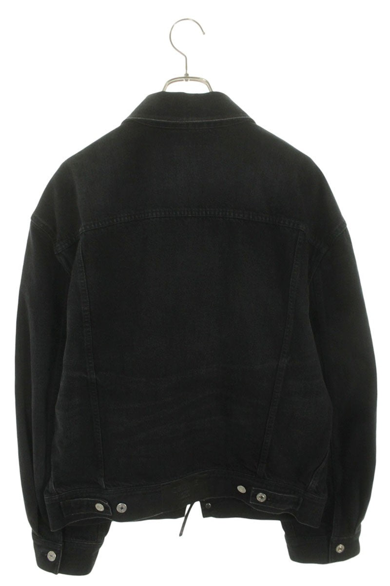 CELINE 26SS Logo Zip Denim Trucker Jacket Black Size S