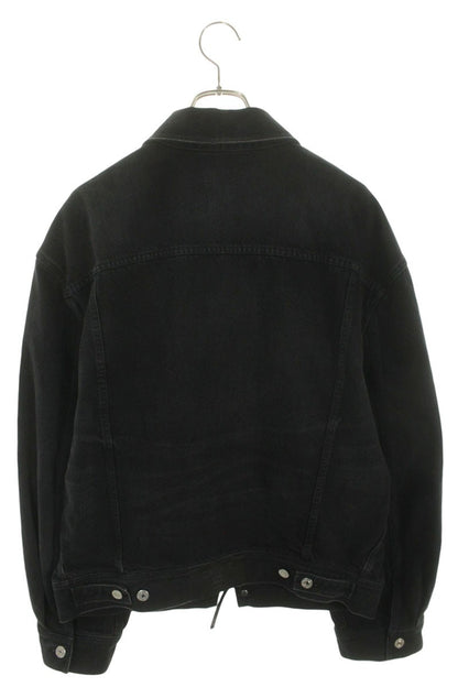 CELINE 26SS Logo Zip Denim Trucker Jacket Black Size S