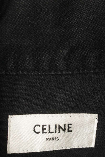 CELINE 26SS Logo Zip Denim Trucker Jacket Black Size S
