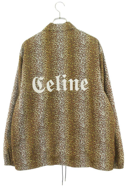CELINE Logo Print Leopard Blouson Brn/Ylw Size M