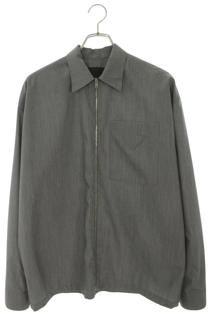 PRADA Triangle Logo Patch Wool Mohair Zip Up Blouson Size XS