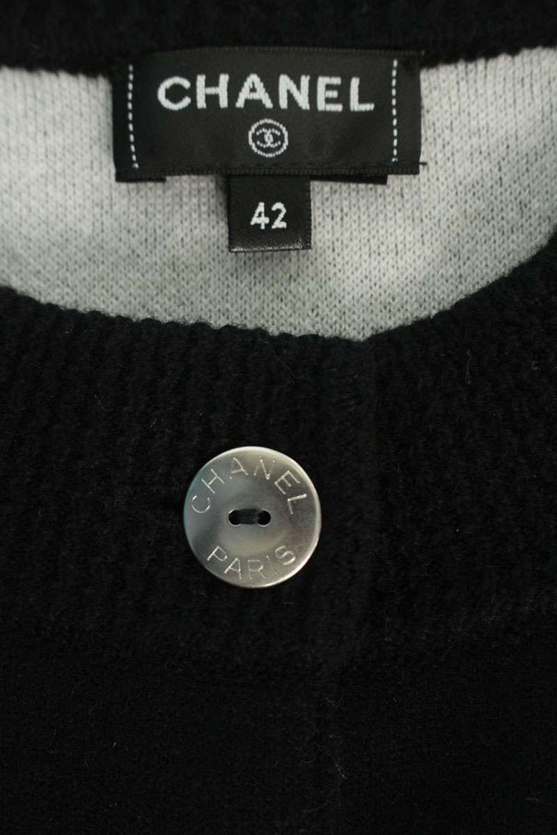 CHANEL Coco Mark Button Cashmere Knit Cardigan Black Size XS