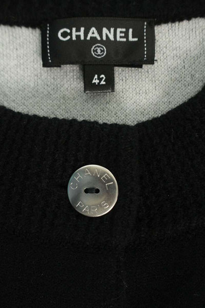 CHANEL Coco Mark Button Cashmere Knit Cardigan Black Size XS