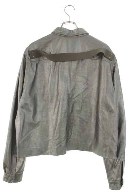 Rick Owens 25SS Alice Shirts Leather Jacket Silver Size XXL