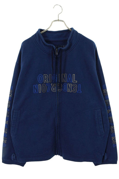 TENDERLOIN Logo Embroidered Cotton Zip Jacket Blue Size XL