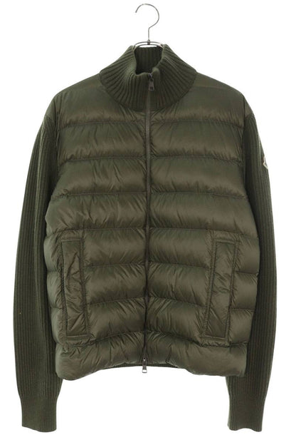 MONCLER Down Panel Wool/Cashmere Knit Blouson Green Size M