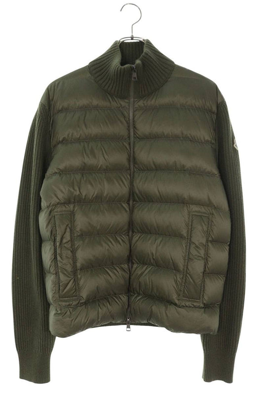MONCLER Down Panel Wool/Cashmere Knit Blouson Green Size M