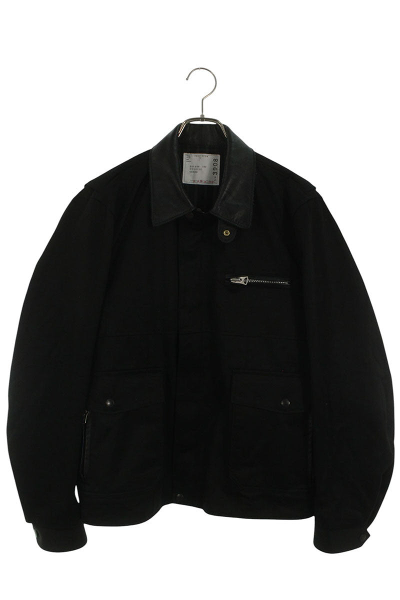 Sacai Leather Collar Cotton Chino Blouson Black Size S