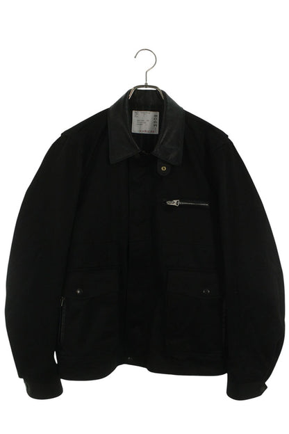 Sacai Leather Collar Cotton Chino Blouson Black Size S