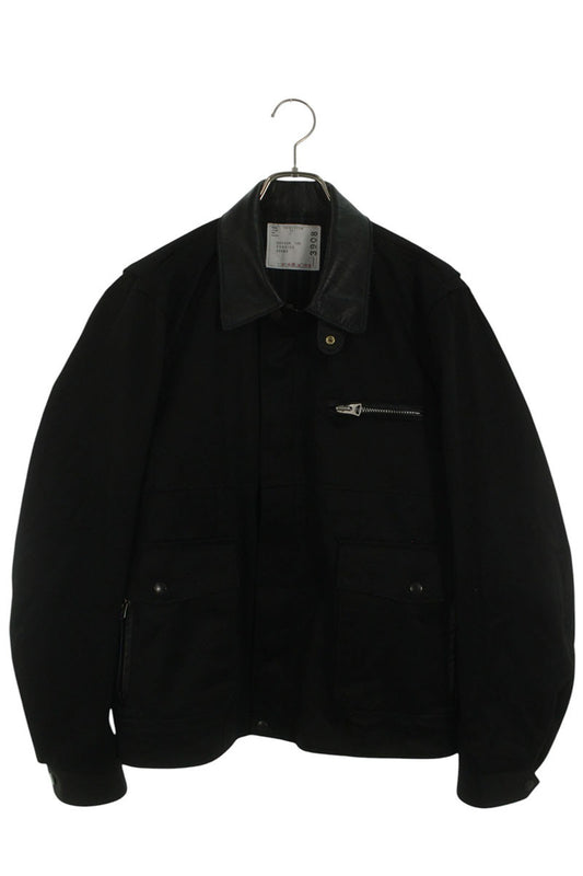 Sacai Leather Collar Cotton Chino Blouson Black Size S