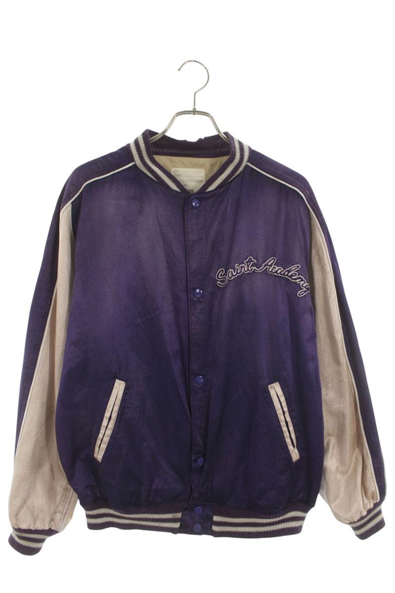 SAINT MICHAEL Distressed Cotton Blouson Purple Size M