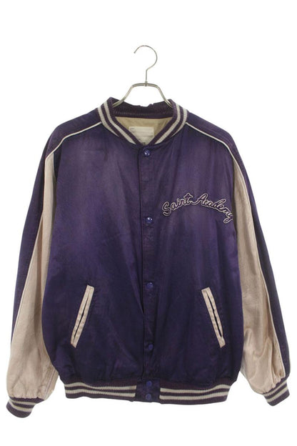 SAINT MICHAEL Distressed Cotton Blouson Purple Size M