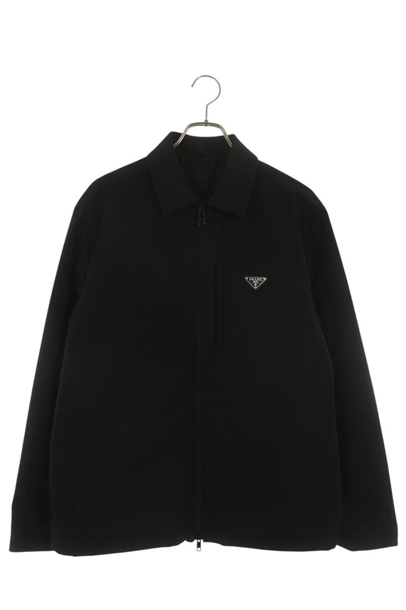 PRADA Triangle Logo Plaque Shirt Jacket Black Size S