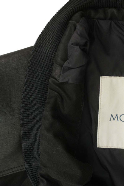 MONCLER Logo Patch Zip-Up Blouson Black Size S